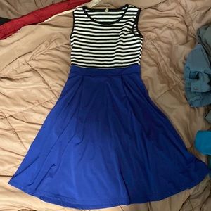 Blue white and black ACEVOG dress